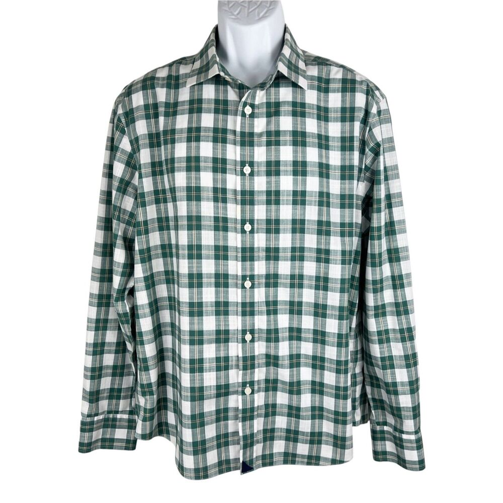 UNTUCKit Denner Wrinkle Free Button Up Shirt Men Large Green Plaid Cotton L/S